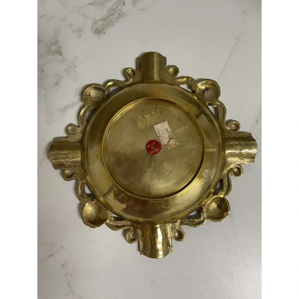 Vintage Heavy Brass Ashtray Cigar Tray Shell Design India‎ 7.5